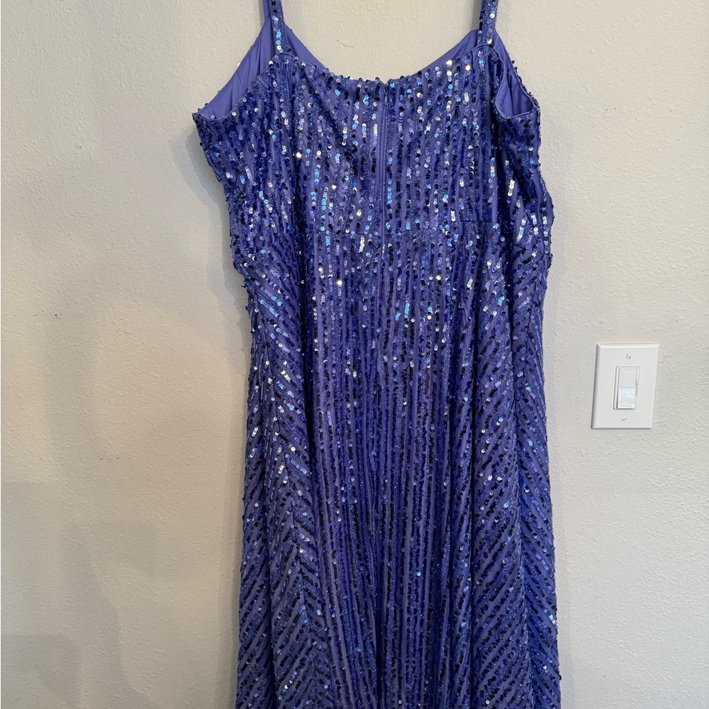 Eloquii Sparkling Purple Sequined Midi Dress - Picture 2 of 12